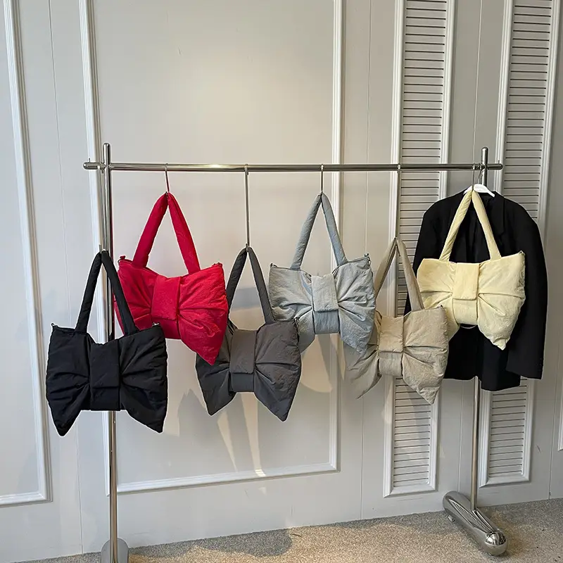 Women's Grey Bow Shoulder Bag 2025 Autumn New Style - Image 8