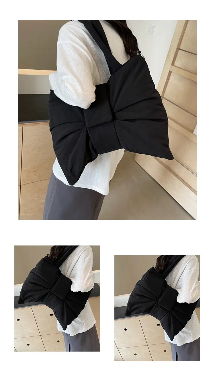 Women's Grey Bow Shoulder Bag 2025 Autumn New Style — feature 13
