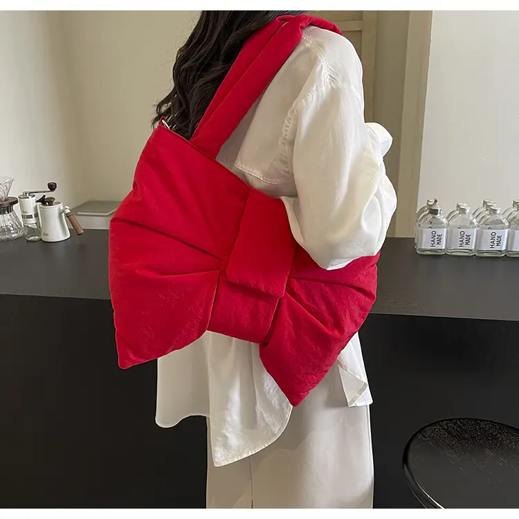 Women's Grey Bow Shoulder Bag 2025 Autumn New Style — feature 19