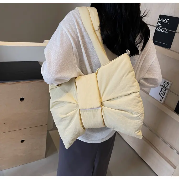 Women's Grey Bow Shoulder Bag 2025 Autumn New Style — feature 22