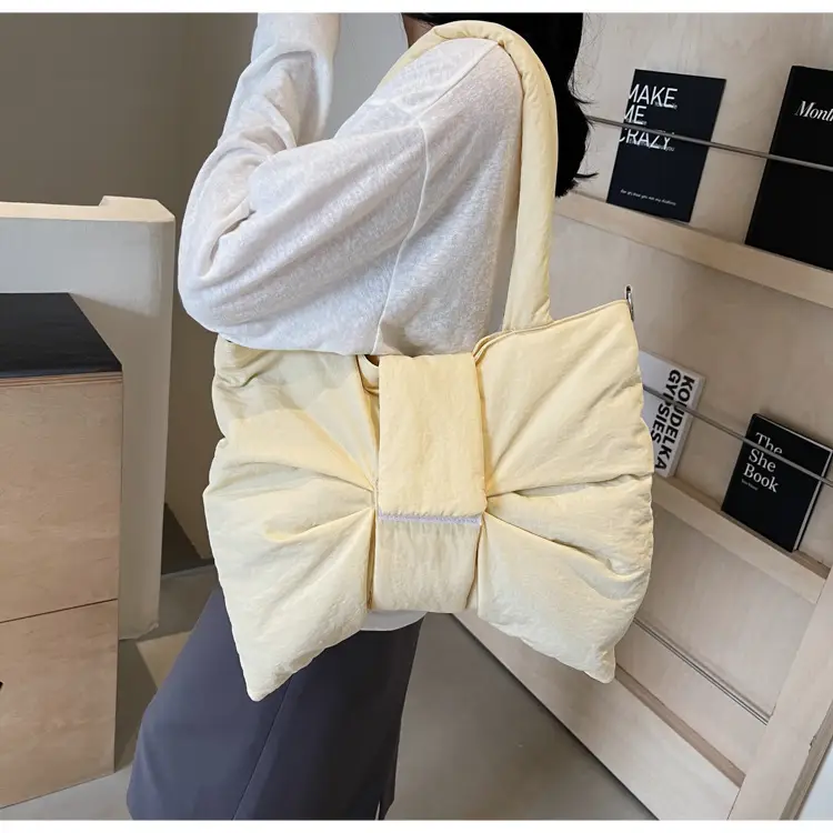 Women's Grey Bow Shoulder Bag 2025 Autumn New Style — feature 23