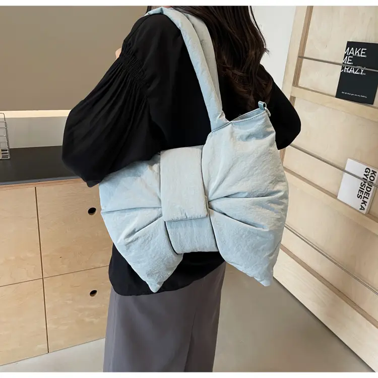 Women's Grey Bow Shoulder Bag 2025 Autumn New Style — feature 24