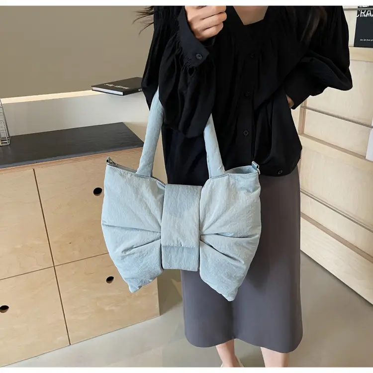 Women's Grey Bow Shoulder Bag 2025 Autumn New Style — feature 25