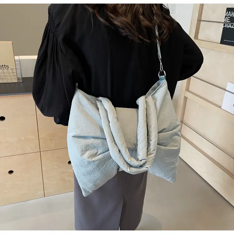 Women's Grey Bow Shoulder Bag 2025 Autumn New Style — feature 26