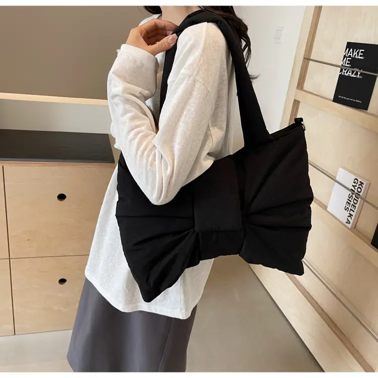 Women's Grey Bow Shoulder Bag 2025 Autumn New Style — feature 28