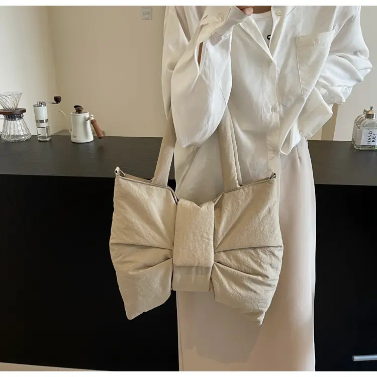 Women's Grey Bow Shoulder Bag 2025 Autumn New Style — feature 31