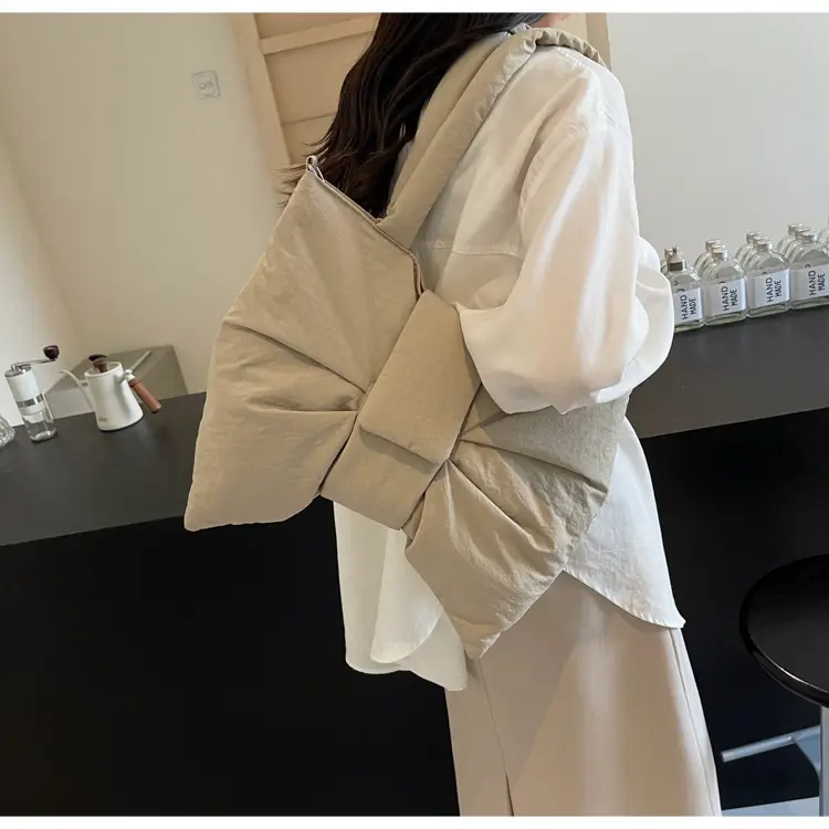 Women's Grey Bow Shoulder Bag 2025 Autumn New Style — feature 32
