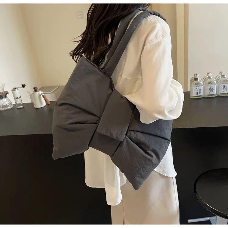 Women's Grey Bow Shoulder Bag 2025 Autumn New Style — feature 36