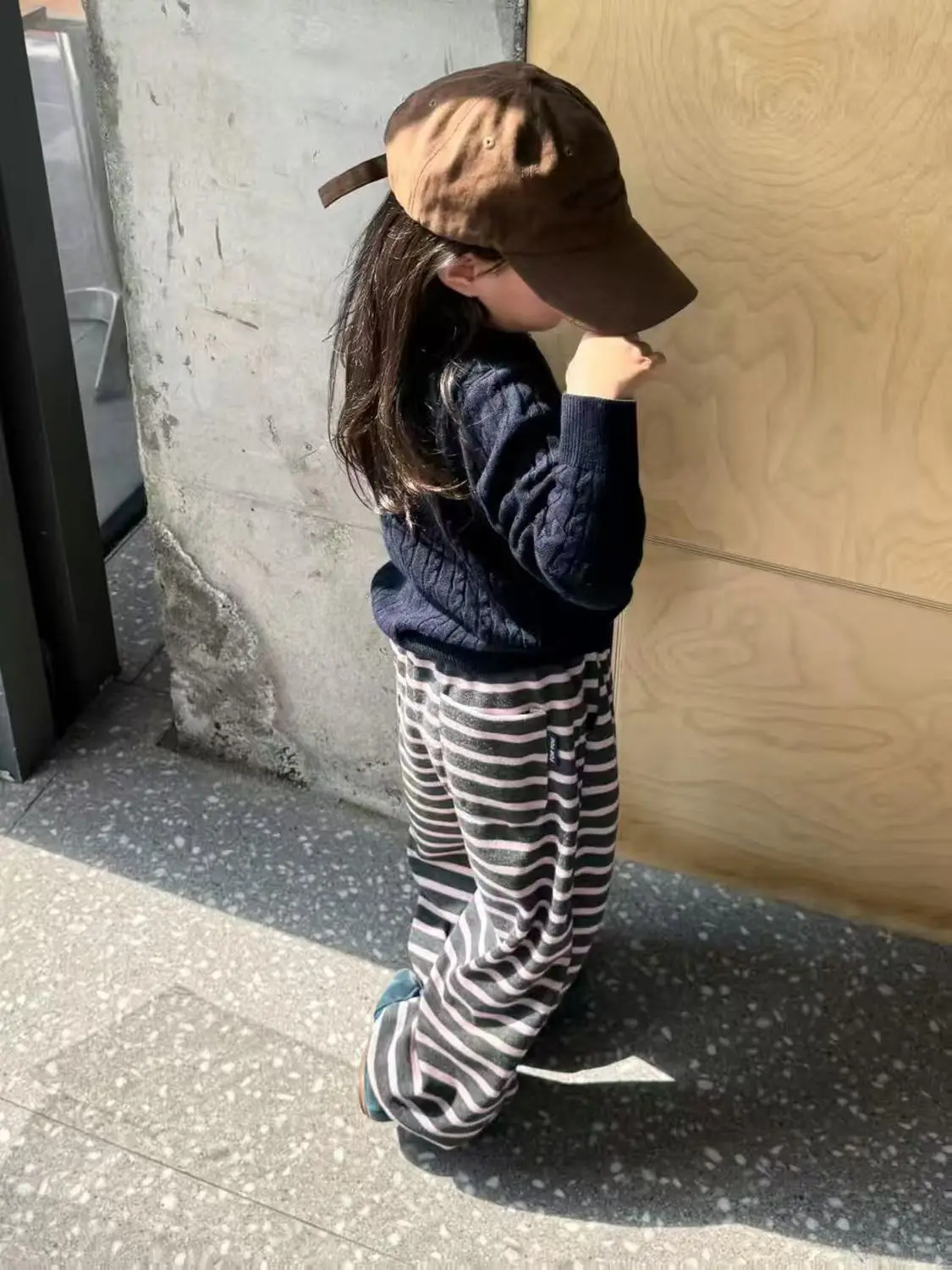 Girls 2025 Knitted Cardigan Pit Stripes Wide Leg Pants — feature 5