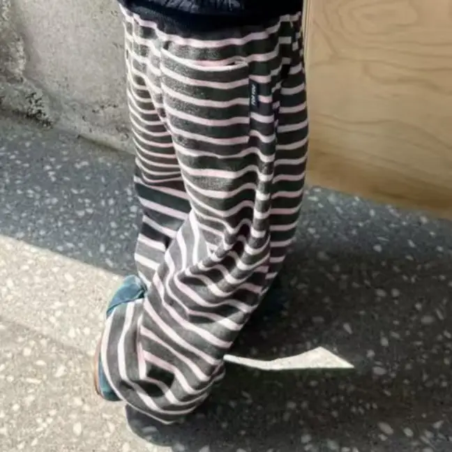 Girls 2025 Knitted Cardigan Pit Stripes Wide Leg Pants