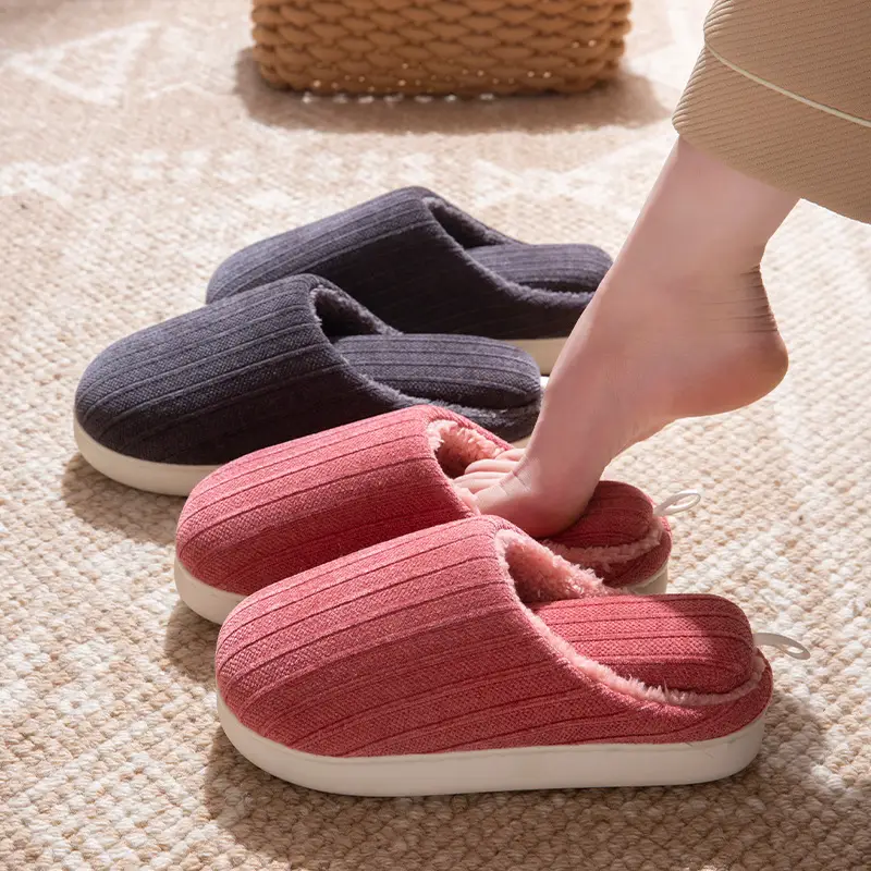 Men's Slippers Autumn and Winter Home Thick-Soled 2025 New Plush Warm Anti-Slip Home Cotton Slippers Winter Women - Image 7