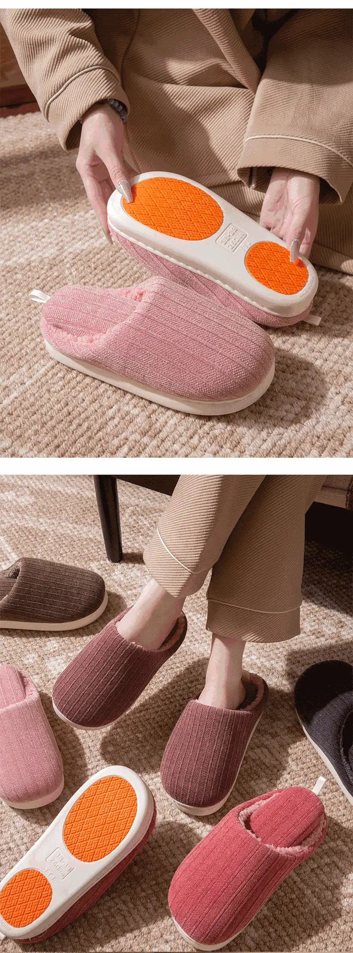 Men's Slippers Autumn and Winter Home Thick-Soled 2025 New Plush Warm Anti-Slip Home Cotton Slippers Winter Women — feature 10
