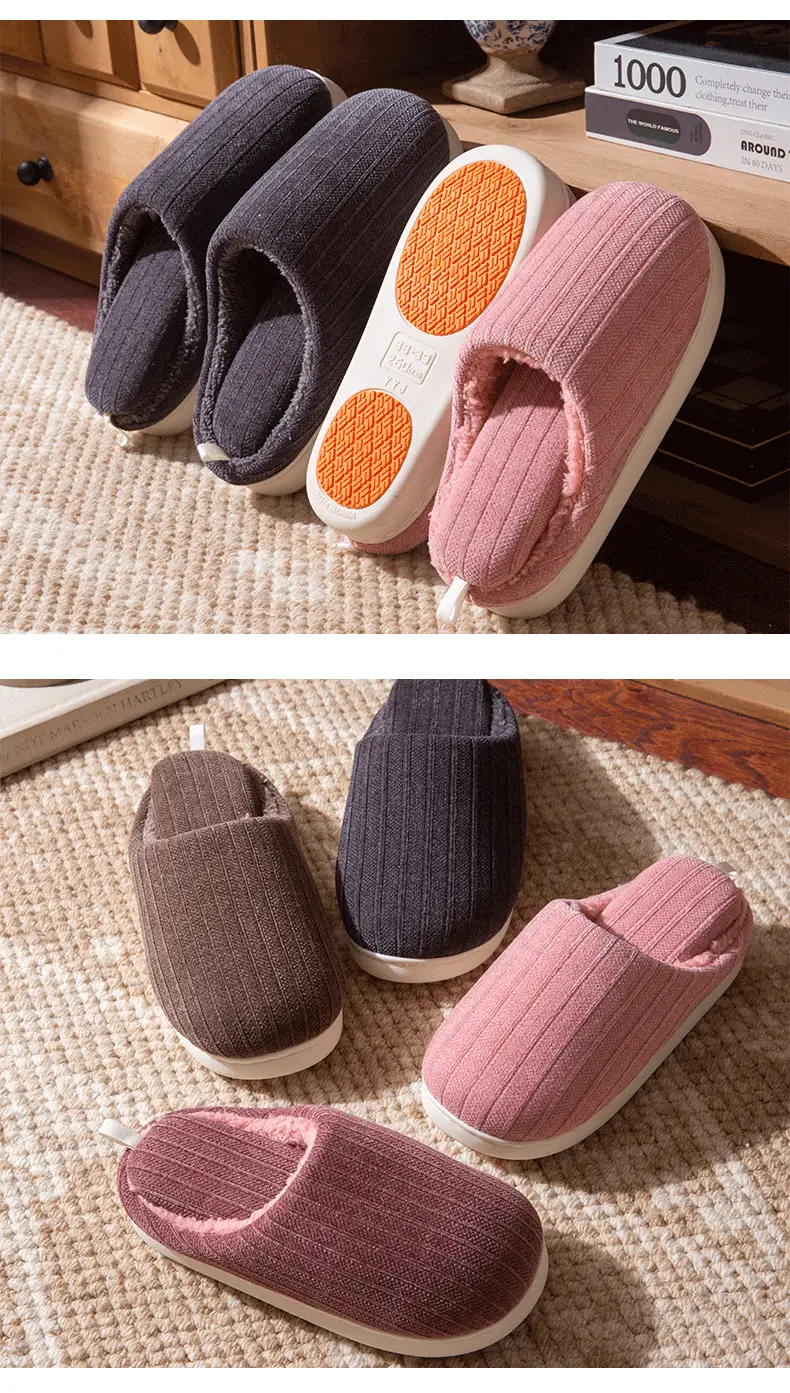 Men's Slippers Autumn and Winter Home Thick-Soled 2025 New Plush Warm Anti-Slip Home Cotton Slippers Winter Women — feature 8