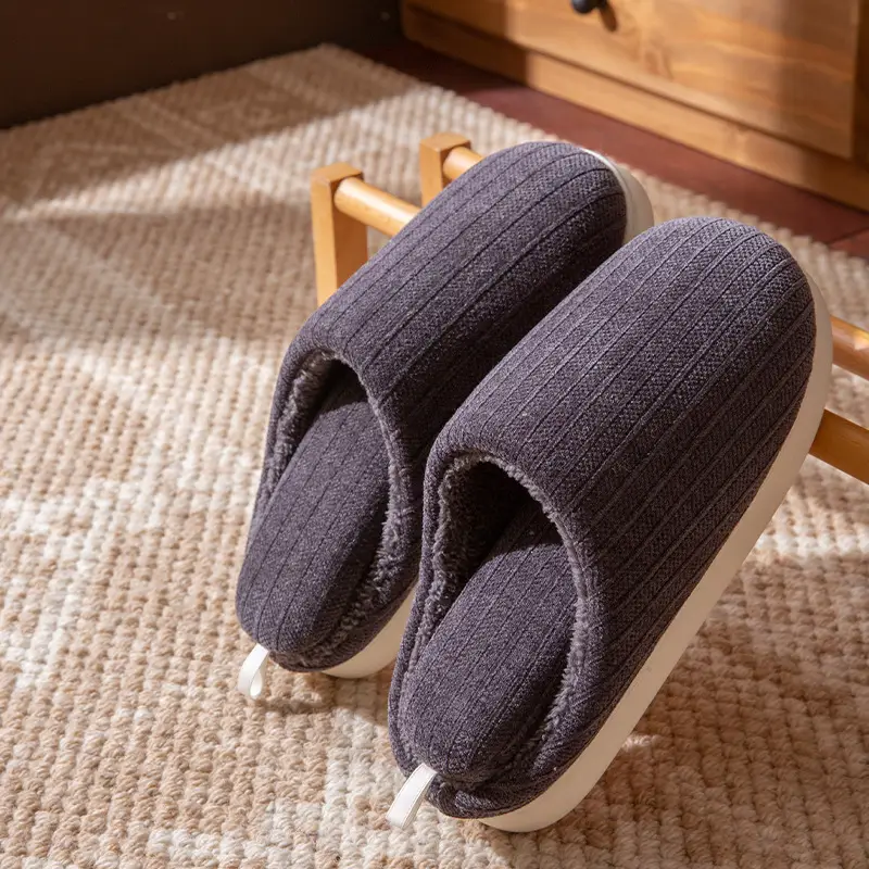 Men's Slippers Autumn and Winter Home Thick-Soled 2025 New Plush Warm Anti-Slip Home Cotton Slippers Winter Women - Image 2