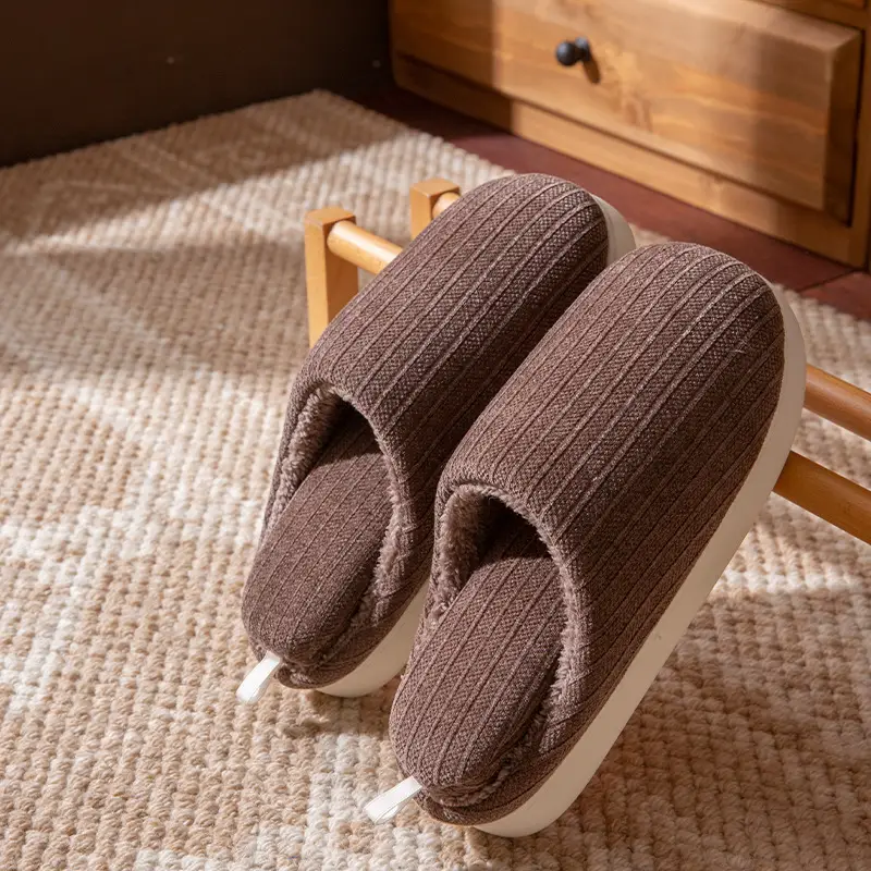 Men's Slippers Autumn and Winter Home Thick-Soled 2025 New Plush Warm Anti-Slip Home Cotton Slippers Winter Women - Image 3