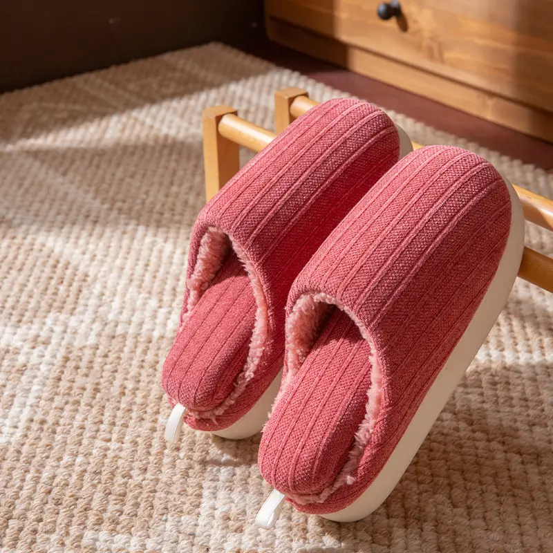 Men's Slippers Autumn and Winter Home Thick-Soled 2025 New Plush Warm Anti-Slip Home Cotton Slippers Winter Women - Image 4