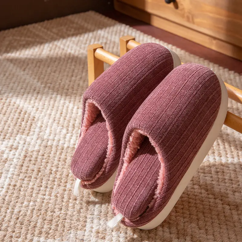 Men's Slippers Autumn and Winter Home Thick-Soled 2025 New Plush Warm Anti-Slip Home Cotton Slippers Winter Women - Image 5
