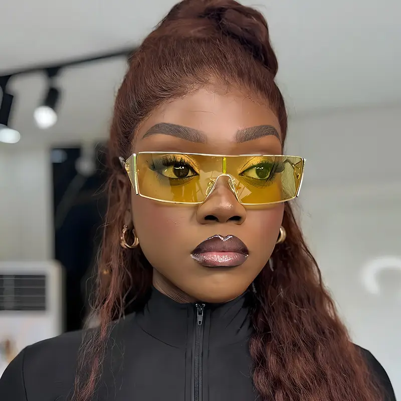 European American Y2K Metal Sunglasses Square Design Hot Girl - Image 7