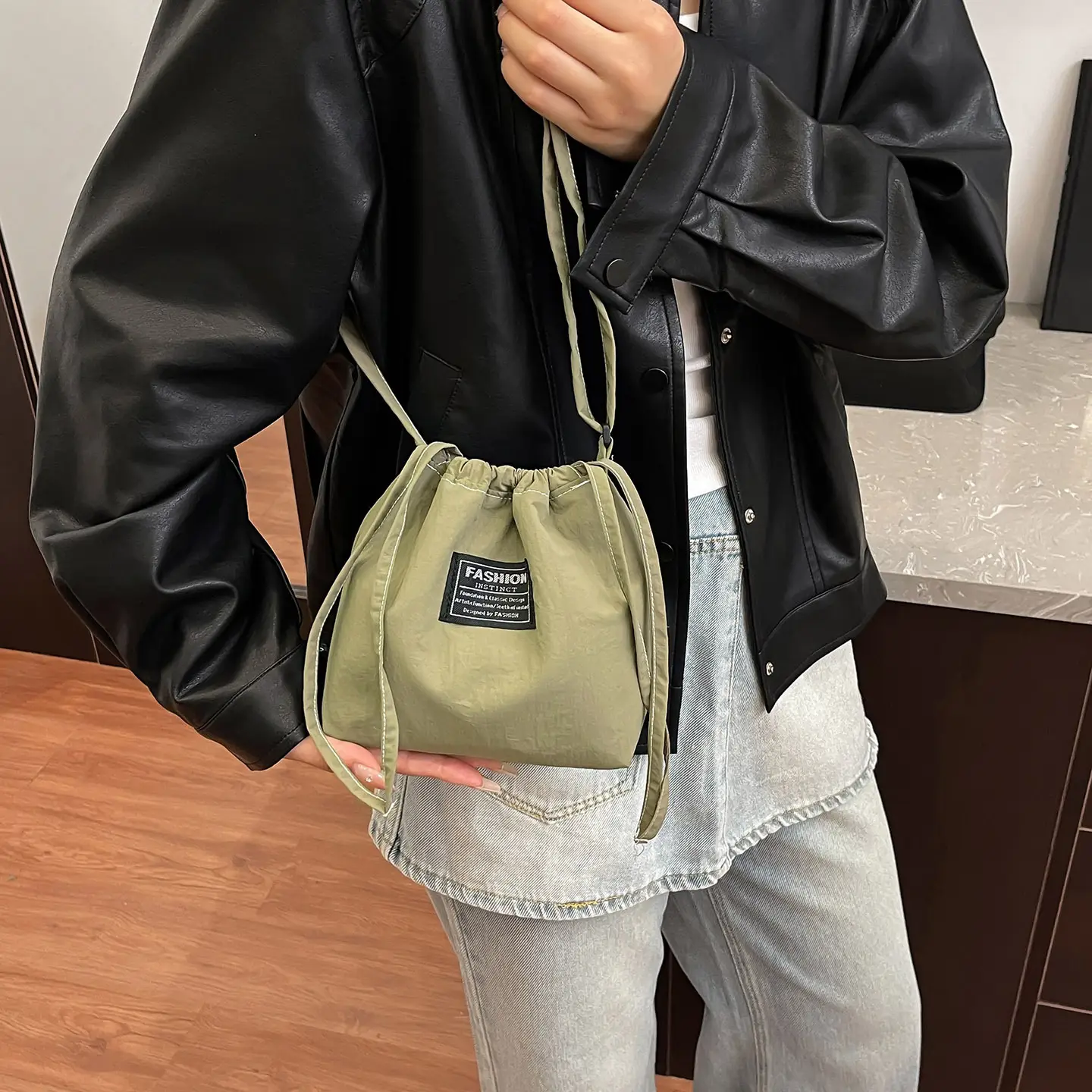 Orange Japanese Style Bucket Bag for Students luggage and leather goods - Image 7