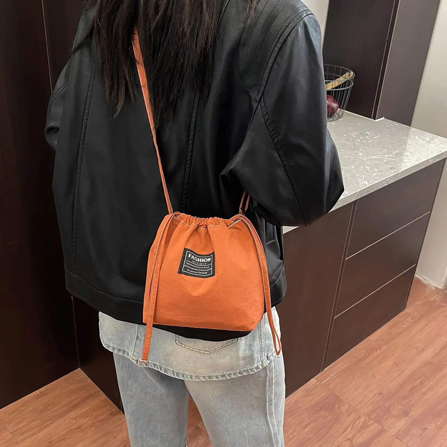 Orange Japanese Style Bucket Bag for Students luggage and leather goods - Image 9
