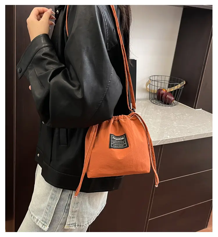 Orange Japanese Style Bucket Bag for Students luggage and leather goods โ feature 3