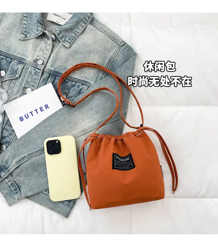 Orange Japanese Style Bucket Bag for Students luggage and leather goods โ feature 5