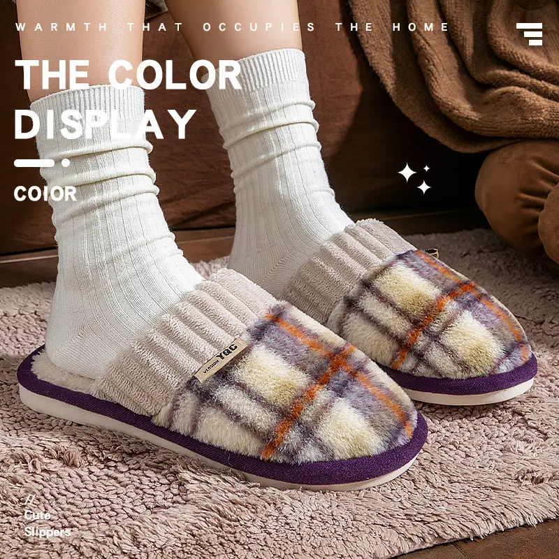 Japanese Silent Cotton Slippers for Women Autumn and Winter 2025 New Indoor Home Warm Fleece-Lined Anti-Slip Silent Slippers - Image 9