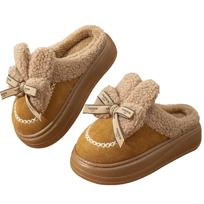 Women's Autumn and Winter 2025 New Indoor Home Thick-Soled Warm Plush Cartoon Confinement Shoes with a Sense of Stepping on Shit Cotton Slippers - Image 11