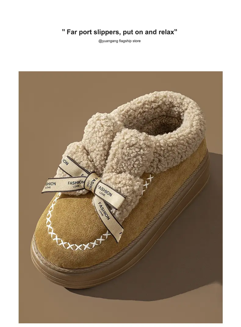 Women's Autumn and Winter 2025 New Indoor Home Thick-Soled Warm Plush Cartoon Confinement Shoes with a Sense of Stepping on Shit Cotton Slippers — feature 11