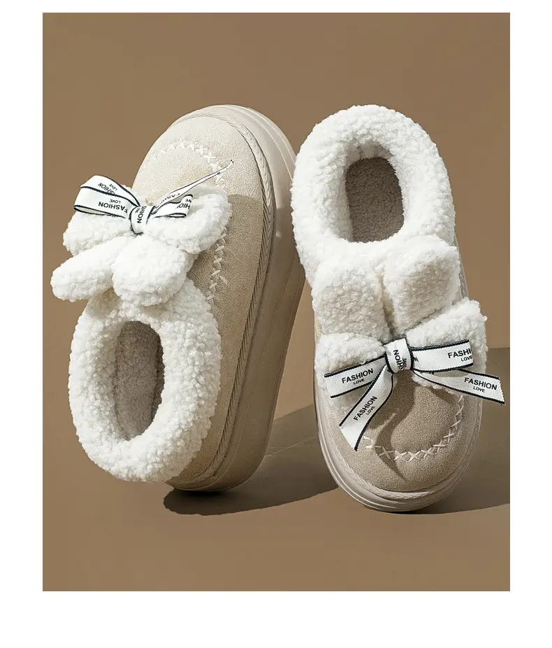 Women's Autumn and Winter 2025 New Indoor Home Thick-Soled Warm Plush Cartoon Confinement Shoes with a Sense of Stepping on Shit Cotton Slippers — feature 12