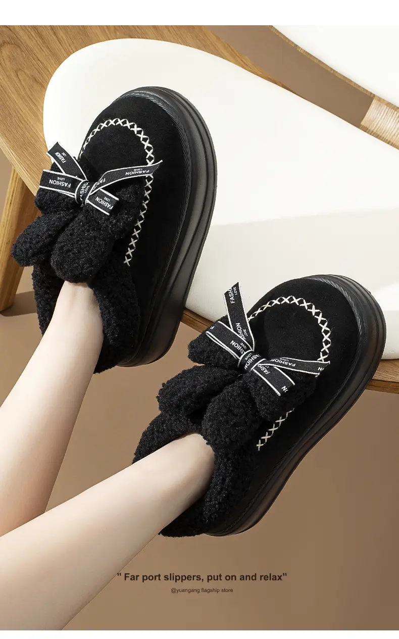 Women's Autumn and Winter 2025 New Indoor Home Thick-Soled Warm Plush Cartoon Confinement Shoes with a Sense of Stepping on Shit Cotton Slippers — feature 13