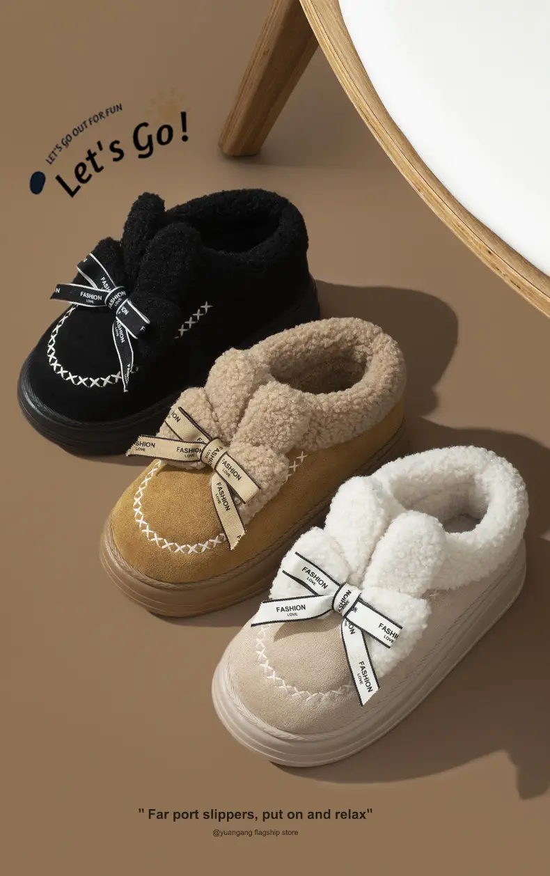 Women's Autumn and Winter 2025 New Indoor Home Thick-Soled Warm Plush Cartoon Confinement Shoes with a Sense of Stepping on Shit Cotton Slippers — feature 8