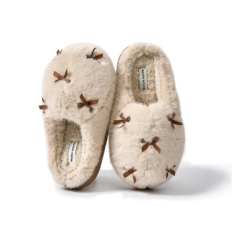 Winter Furry Slippers for Women Warm Fleece Lined