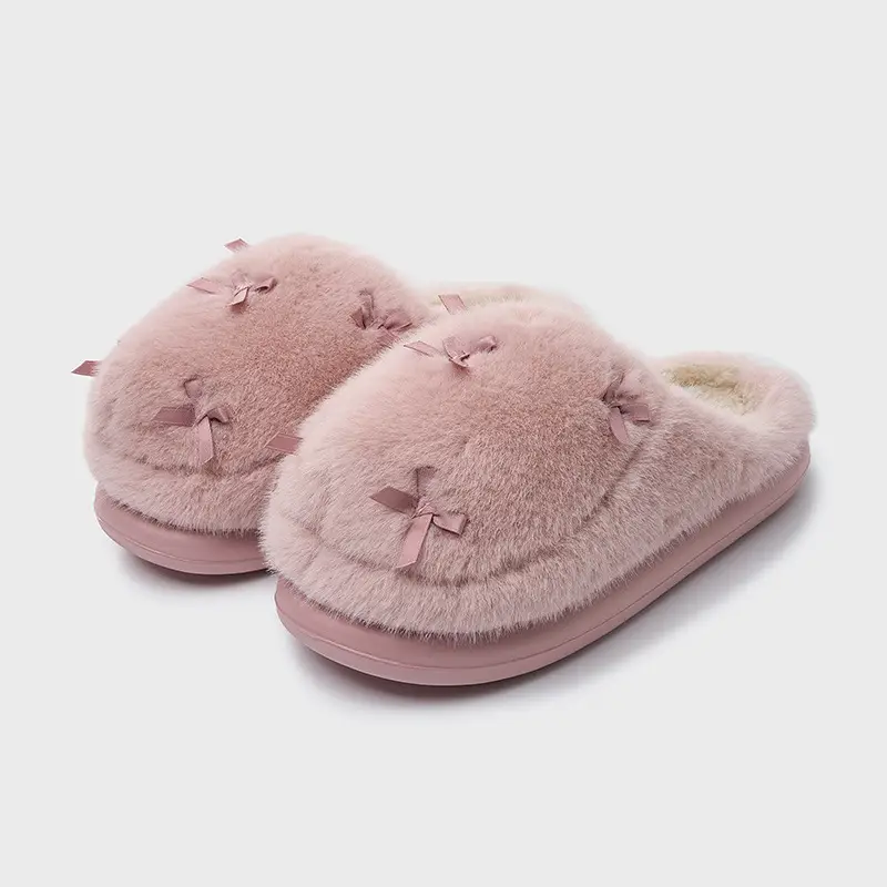 Winter Furry Slippers for Women Warm Fleece Lined