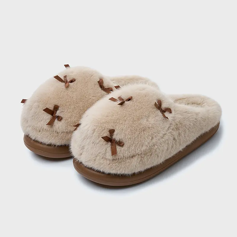 Winter Furry Slippers for Women Warm Fleece Lined
