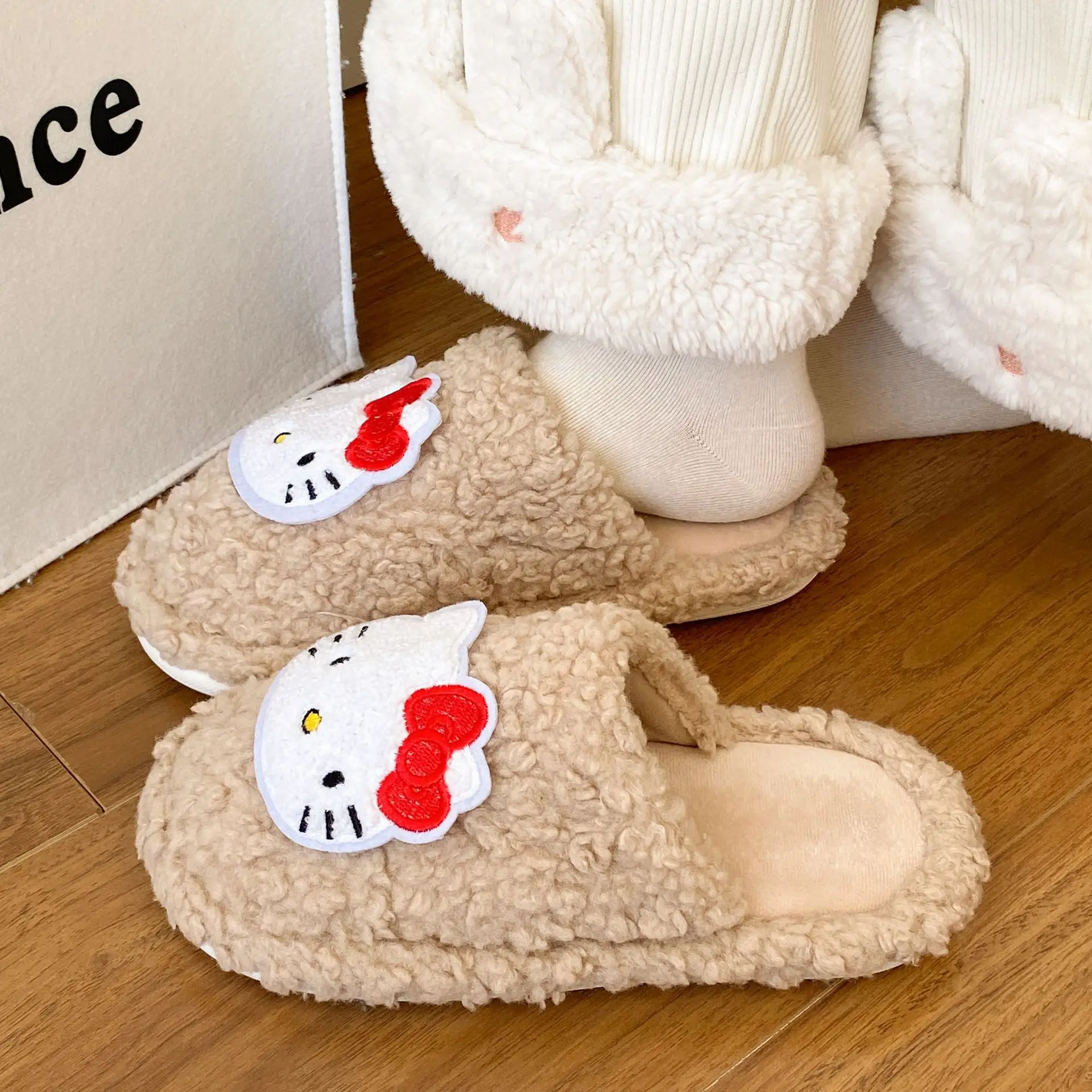 Hello Kitty Cotton Slippers Pink Warm Indoor Wear - Image 7