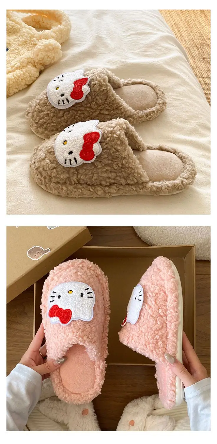 Hello Kitty Cotton Slippers Pink Warm Indoor Wear — feature 13