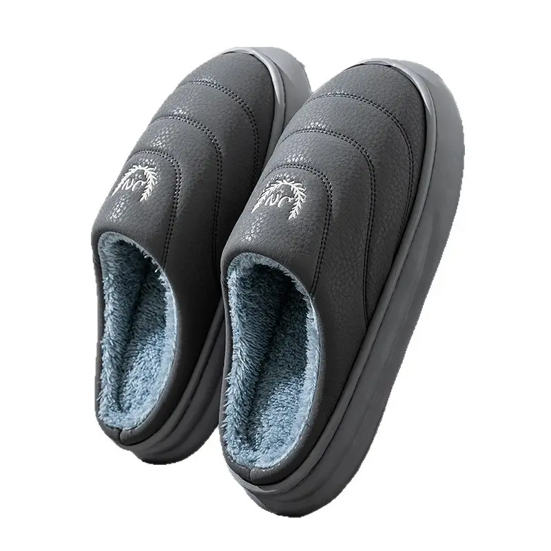 Winter Warm Cotton Slippers for Men Brown - Image 7