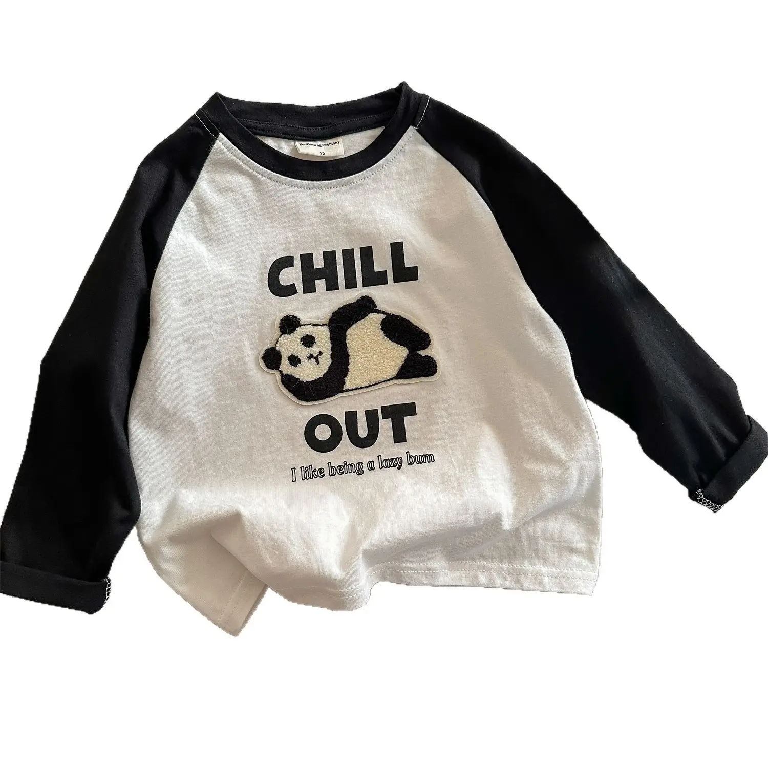 Children's Long Sleeve T-Shirt White Black Cartoon Embroidery Size 26 - Image 8