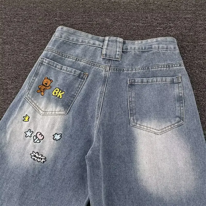 Dark Blue Embroidered Jeans Light Blue Embroidered Pants Set — feature 13