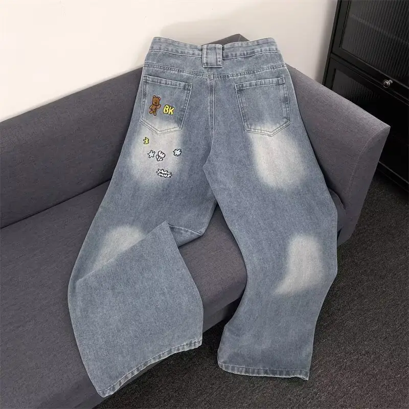 Dark Blue Embroidered Jeans Light Blue Embroidered Pants Set — feature 17