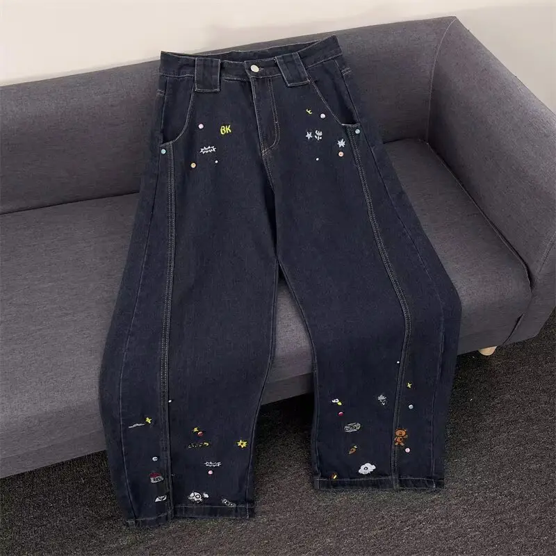 Dark Blue Embroidered Jeans Light Blue Embroidered Pants Set — feature 19