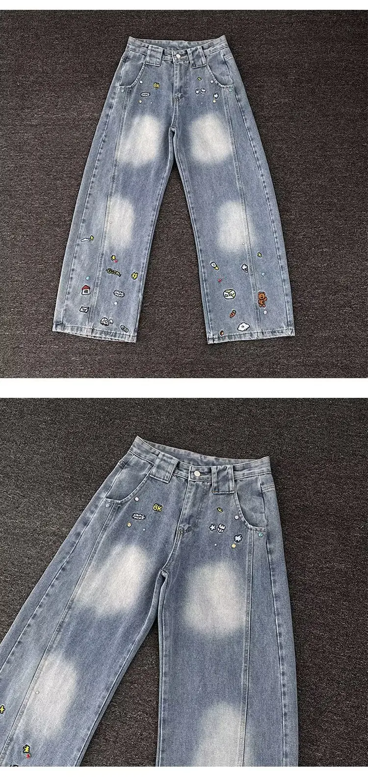 Dark Blue Embroidered Jeans Light Blue Embroidered Pants Set — feature 23