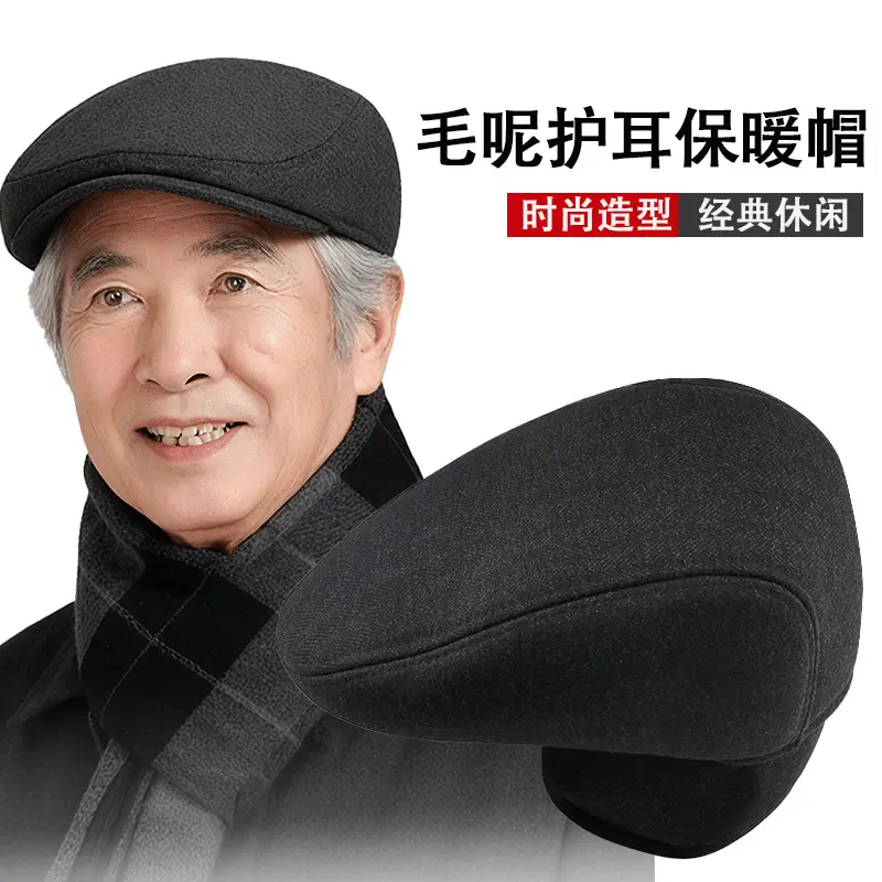 Men Woolen Winter Cap with Ear Protection