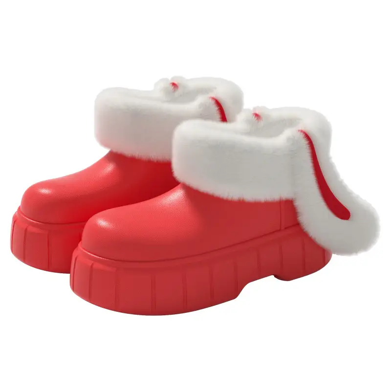 Women Fleece Lined Rain Boots Rabbit Ear Winter Slippers - Image 2