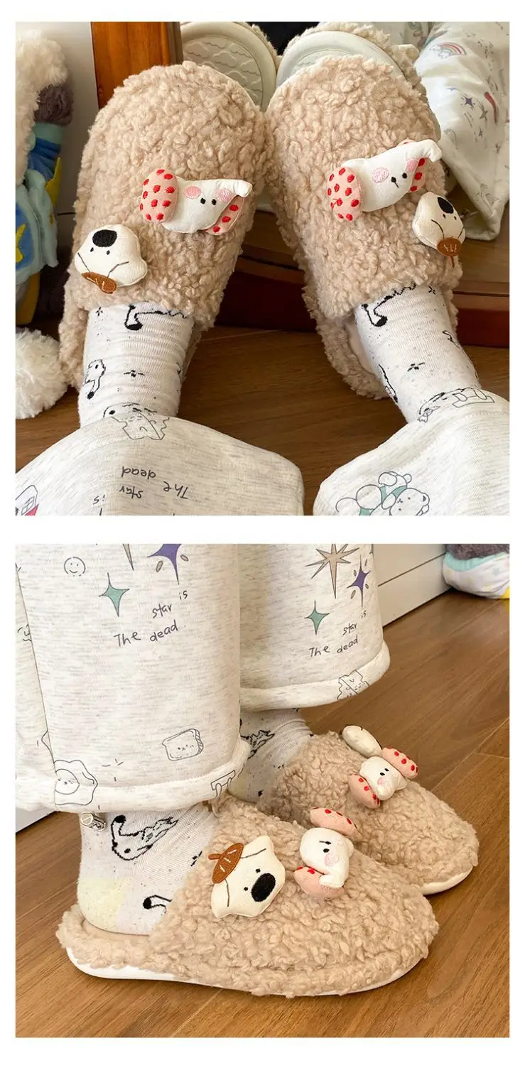 Cute Cartoon Furry Cotton Slippers for Women — feature 11