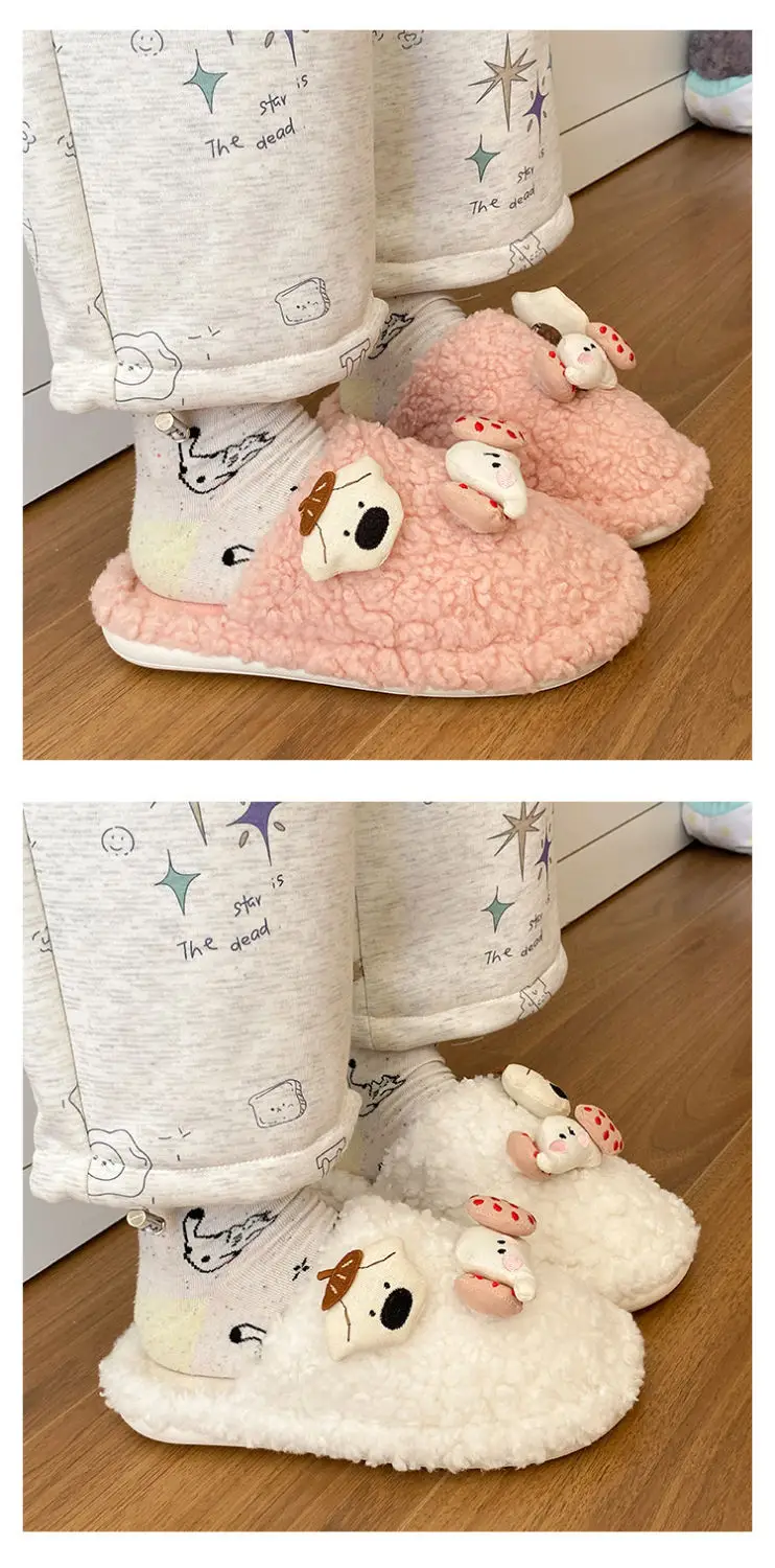 Cute Cartoon Furry Cotton Slippers for Women — feature 12