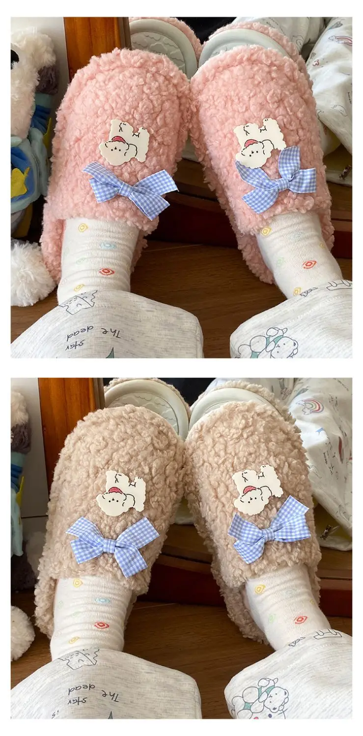 Cute Cartoon Furry Cotton Slippers for Women — feature 15