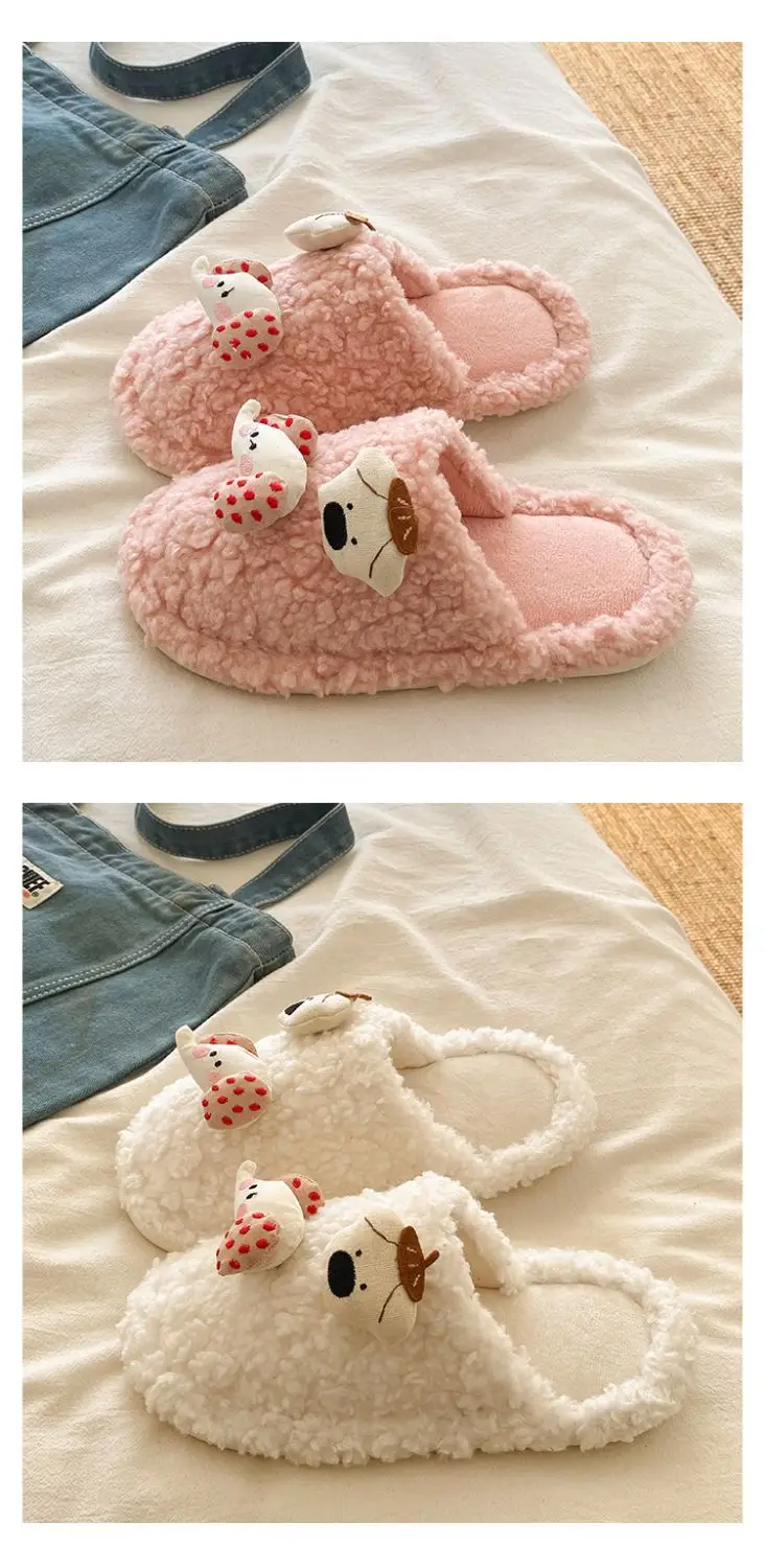 Cute Cartoon Furry Cotton Slippers for Women — feature 18
