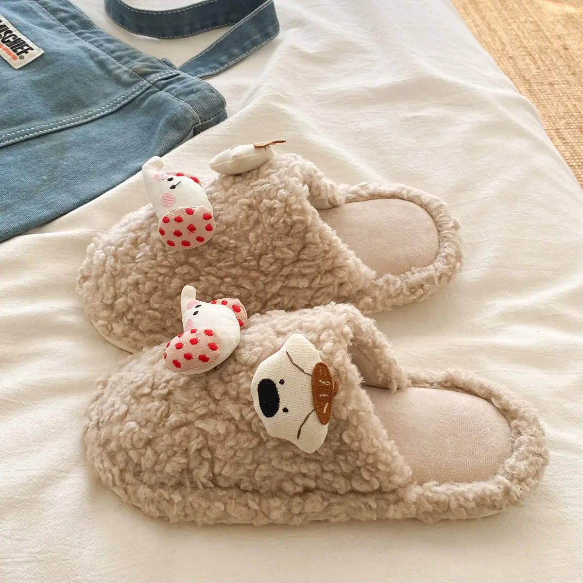 Cute Cartoon Furry Cotton Slippers for Women — feature 19